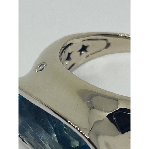 H. Stern Diamond 6.87ct Blue Topaz 18K Gold Oval Cocktail Ring 12.0 Grams Size 6 - Picture 5 of 10